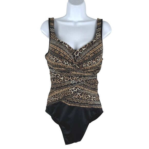 Miraclesuit Lionessa Escape One Piece Swimsuit Size 16 Animal Print NWOT SW-2105 - Picture 1 of 8